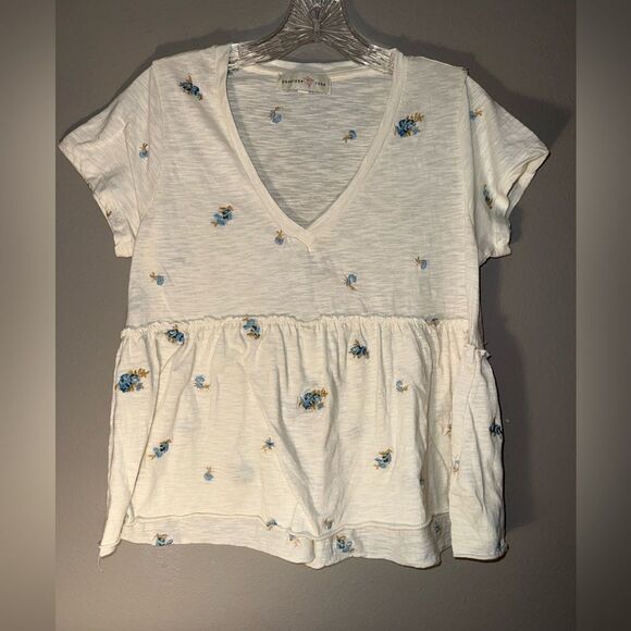 Penelope Rose Tops - Penelope Rose Floral V-Neck Peplum Top Medium #723